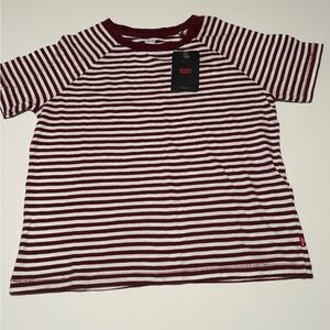 Women's Levi's GAME DAY TEE Nova Stripe Burgundy 
Red Size Extra Small (E2)